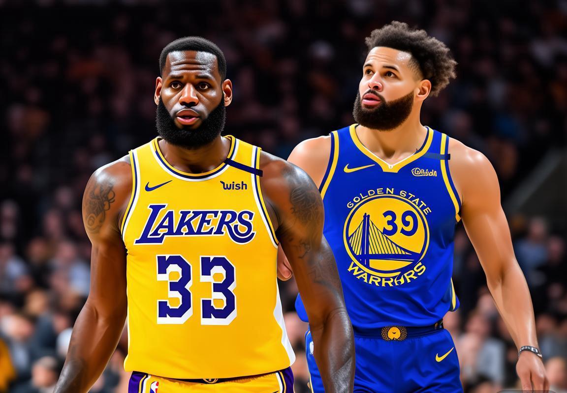 NBA常规赛洛杉矶湖人队对决金州勇士队：詹姆斯领衔湖人迎战库里率领勇士